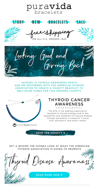 Email example: Thyroid Cancer Charity 