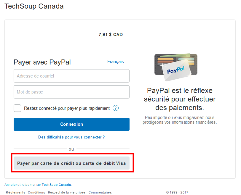 PayPal - Payez par carte de crédit ou de débit Visa